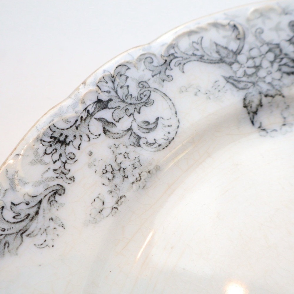 Antique Bridgwood & Son Clarence Opaque Transferware Plate Scalloped Edge - Picture 3 of 7